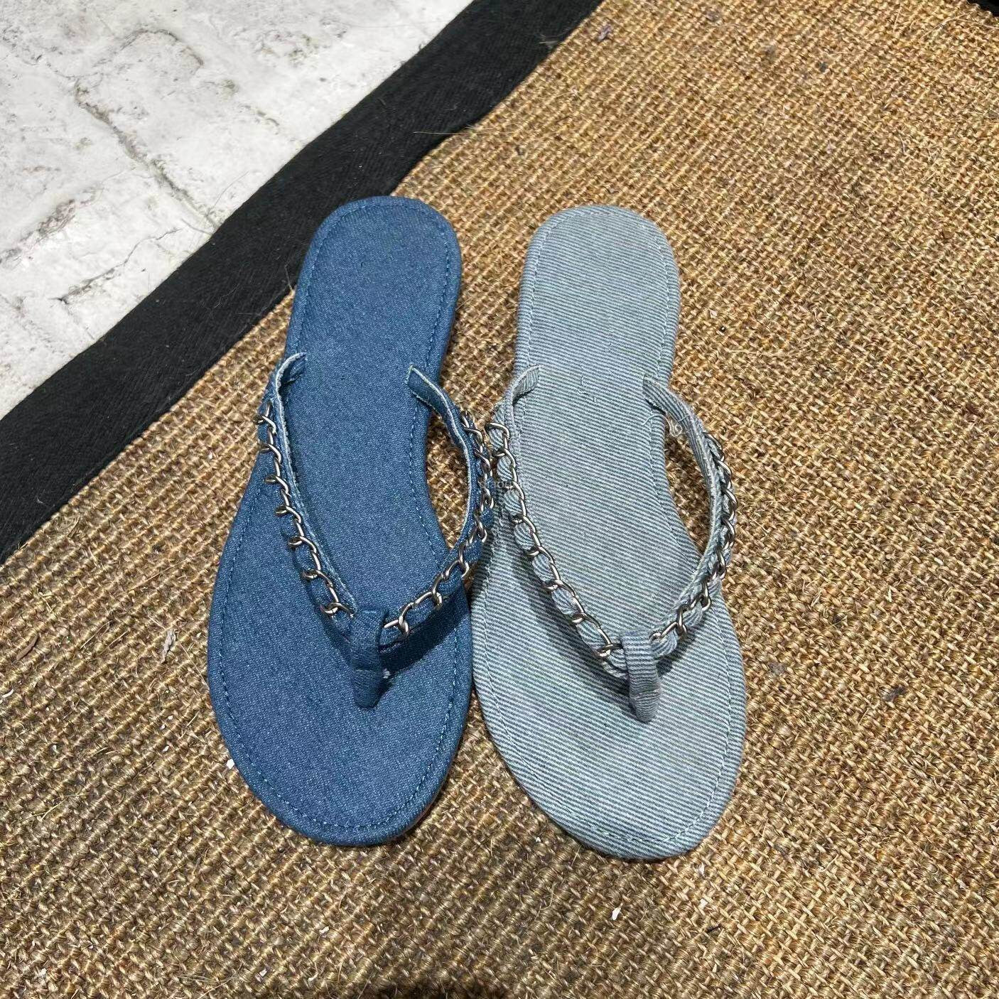 Damen Zehentrenner-Sandalen mit modischem Kettenakzent und ergonomischem Fußbett R&B