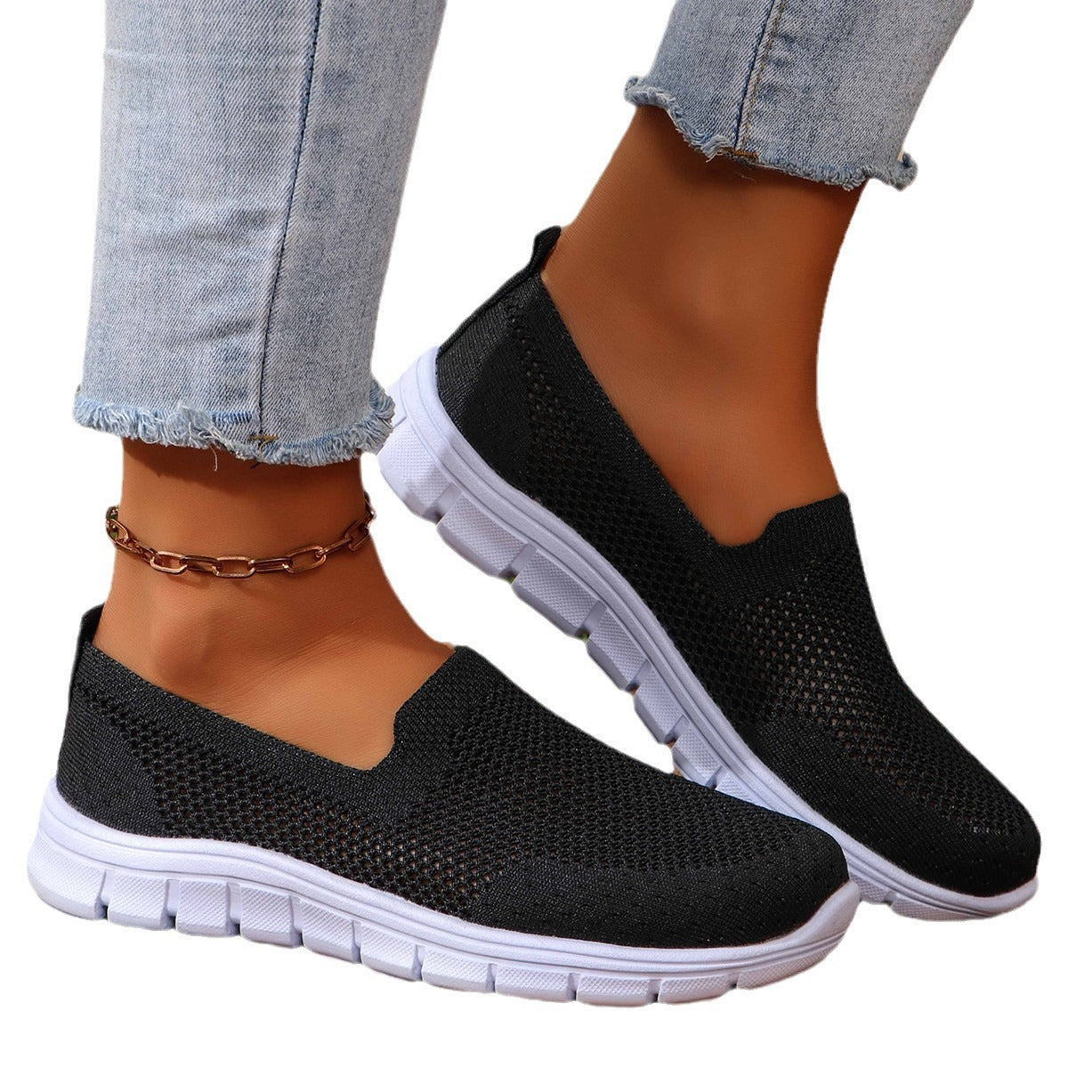 Damen Slip-On Freizeitschuhe mit atmungsaktiver Netzstruktur R&B
