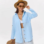 Damen lässige Sommerbluse mit Knopfdetail R&B