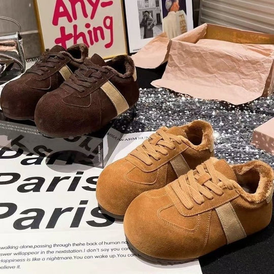 Damen Fleecegefütterte Sneakers mit sportlichem Design und rutschfester Laufsohle R&B