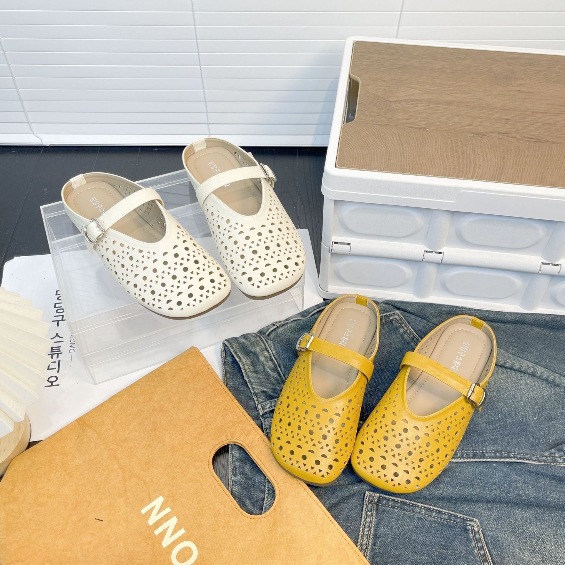 Damen Clogs mit modischem Durchbruchsdesign und verstellbarem Riemen R&B
