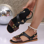 Damen Komfortable Leder-Sandalen mit verstellbarem Riemendesign und atmungsaktivem Fußbett