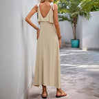 Damen Maxi-Kleid mit Rüschendesign und verstellbaren Trägern R&B