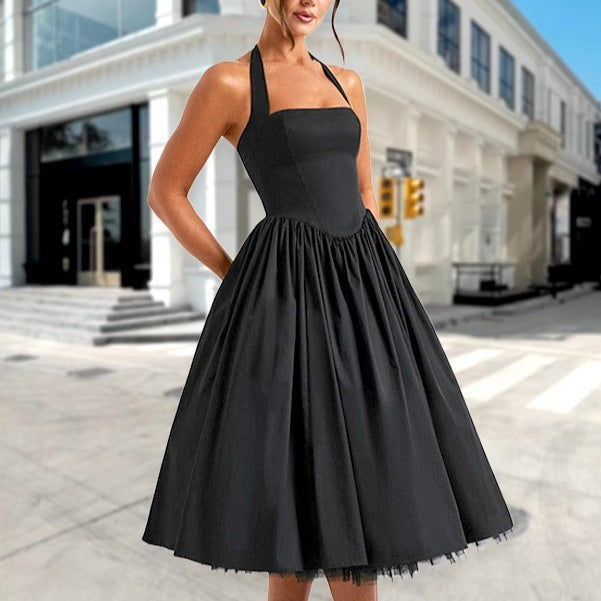 Damen A-Linien Cocktailkleid mit schulterfreiem Design und voluminösem Rock R&B