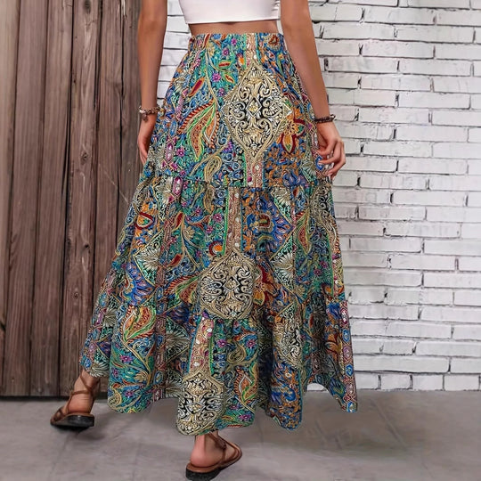 Damen Maxirock mit asymmetrischem Schnitt und floralem Design R&B