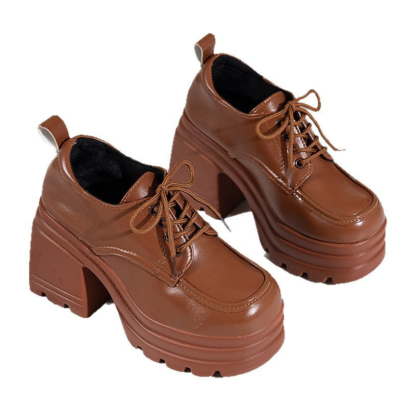 Damen Stiefeletten mit hohem Plateau und Schnürung R&B