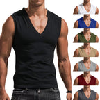 Herren nan tailliertes Tanktop mit tiefem V-Ausschnitt und Stretch-Baumwollmix R&B