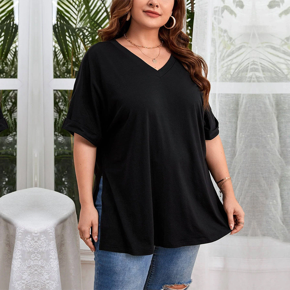 Damen V-Ausschnitt T-Shirt R&B