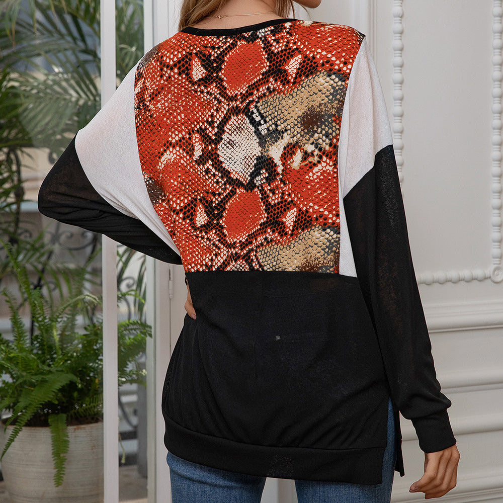 Damen modisches Langarmshirt mit tierischem Motiv und schicken Design R&B