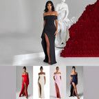 Damen Elegantes Off-Shoulder Abendkleid mit hohem Schlitz und tailliertem Schnitt R&B