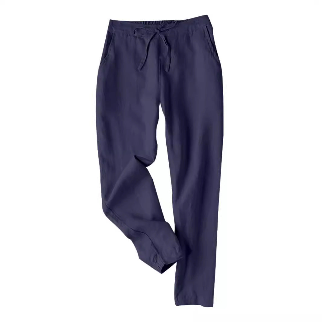Damen Leichte Chinohose aus atmungsaktivem Leinenmix mit verstellbarem Bund R&B