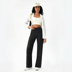 Damen bequeme Freizeithose mit seitlichen Taschen und elastischem Bund R&B