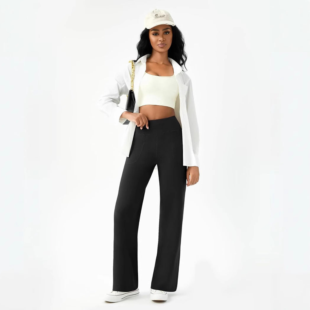 Damen bequeme Freizeithose mit seitlichen Taschen und elastischem Bund R&B