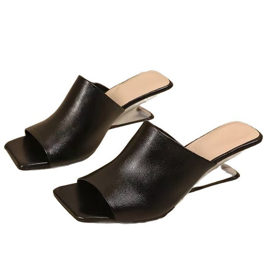 Damen offene Slingback-Pantoletten mit modischem Blockabsatz R&B