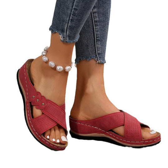 Damen bequeme Sandalen mit atmungsaktiven Schnallen und modischem Design R&B