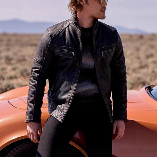 Herren Bikerjacke mit Stepp-Design und praktischen Taschen R&B