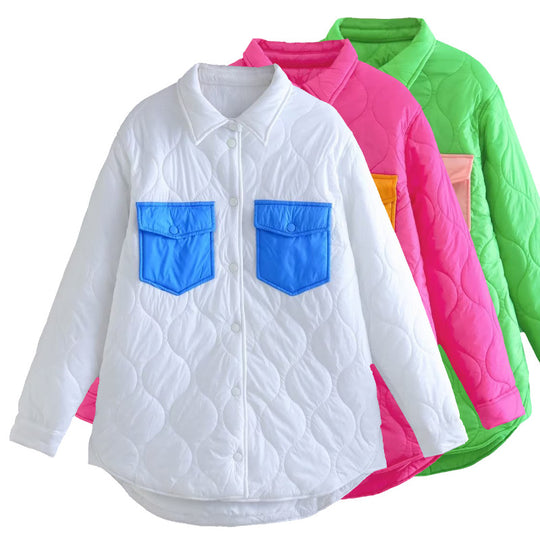 Damen gesteppte Übergangsjacke mit auffälligen Taschen und modischem Schnitt R&B