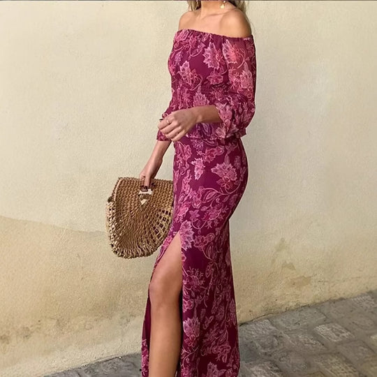 Damen Maxirock mit floralem Design und eleganten Schlitzdetails R&B