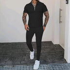 Herren Freizeit-Set mit modernem Kurzarm-Polo und eleganten Jogginghosen R&B