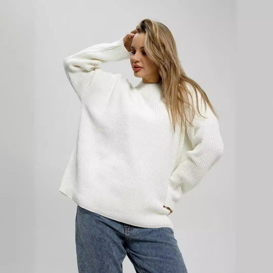 Damen lässiger Oversized Pullover mit strukturiertem Strickmuster R&B