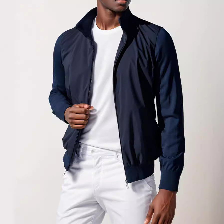 Herren sportliche Übergangsjacke mit modernem Stehkragen und elastischen Bündchen R&B
