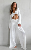 Damen Lässiges Lounge-Set mit cropped Oberteil und weit geschnittenen Hosen R&B