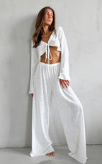 Damen Lässiges Lounge-Set mit cropped Oberteil und weit geschnittenen Hosen R&B