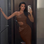 Damen Körperbetontes Maxikleid mit asymmetrischem Schnitt und exklusiven Cut-Out-Details R&B