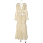 Damen Zweiteiliges Maxi-Kleid mit transparentem Oberteil und elastischem Bund R&B