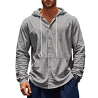 Herren nan leichte Kapuzen-Strickjacke mit durchgehender Knopfleiste schmaler Schnitt und Kängurutasche R&B