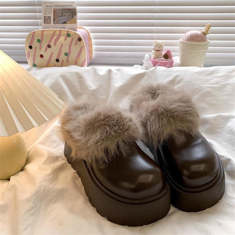 Damen Flauschige Clogs mit hochwertigem Kunstfell und robuster Sohle R&B