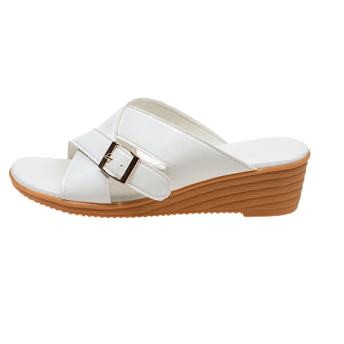 Damen Bequeme Wedge-Sandalen mit eleganter Schnallenverzierung
