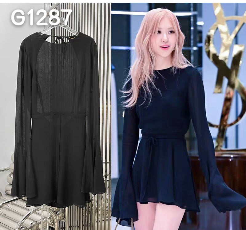 Damen Elegante Corsage-Bluse mit transparenten Ärmeln R&B