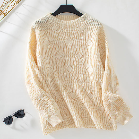 Damen Grobstrickpullover mit auffälligem Wellenmuster R&B