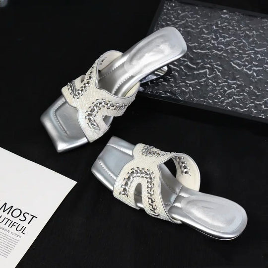 Damen Glamouröse Plateau-Pantoletten mit elegantem Riemchen-Design R&B