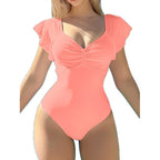 Damen Eleganter Einteiler Badeanzug mit Rüschendetails R&B