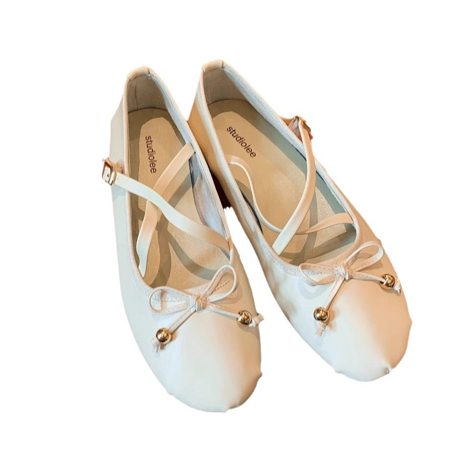 Damen Ballerinas mit feinen Riemen und charmantem Schleifendetail R&B