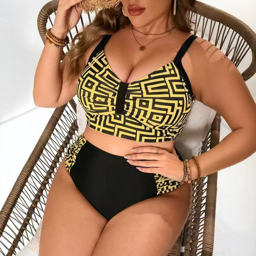 Damen Zweiteiliges Bikini-Set mit modernem geometrischem Design R&B