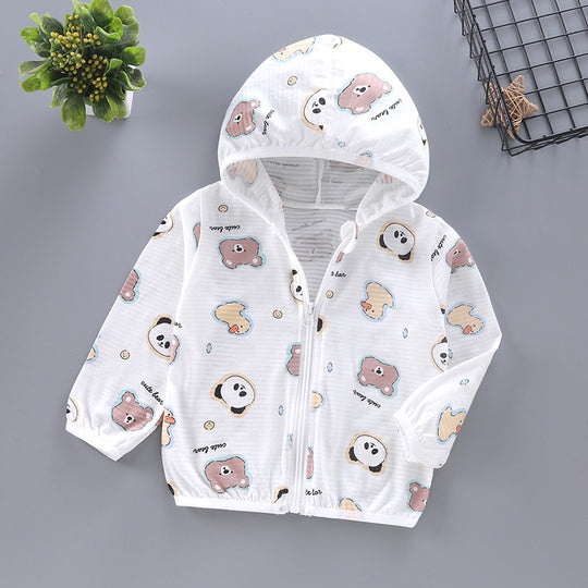 Unisex nan leichte atmungsaktive Musselin Kapuzen-Zip-Jacke mit verspieltem Auto-Muster für Kleinkinder R&B