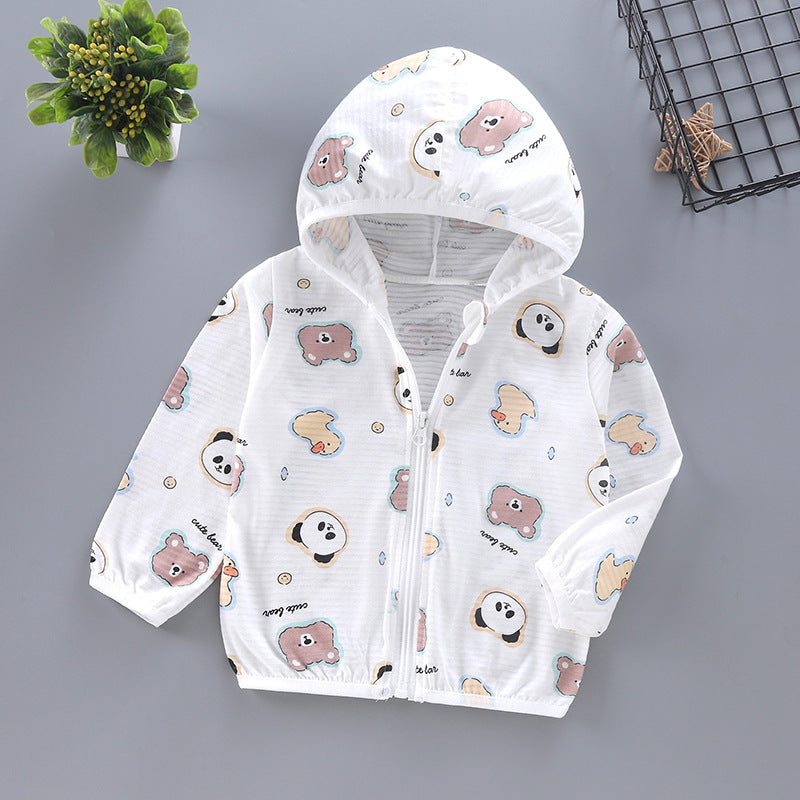 Unisex nan leichte Kapuzenjacke für Kleinkinder mit süßem Tierprint und Reißverschluss  R&B