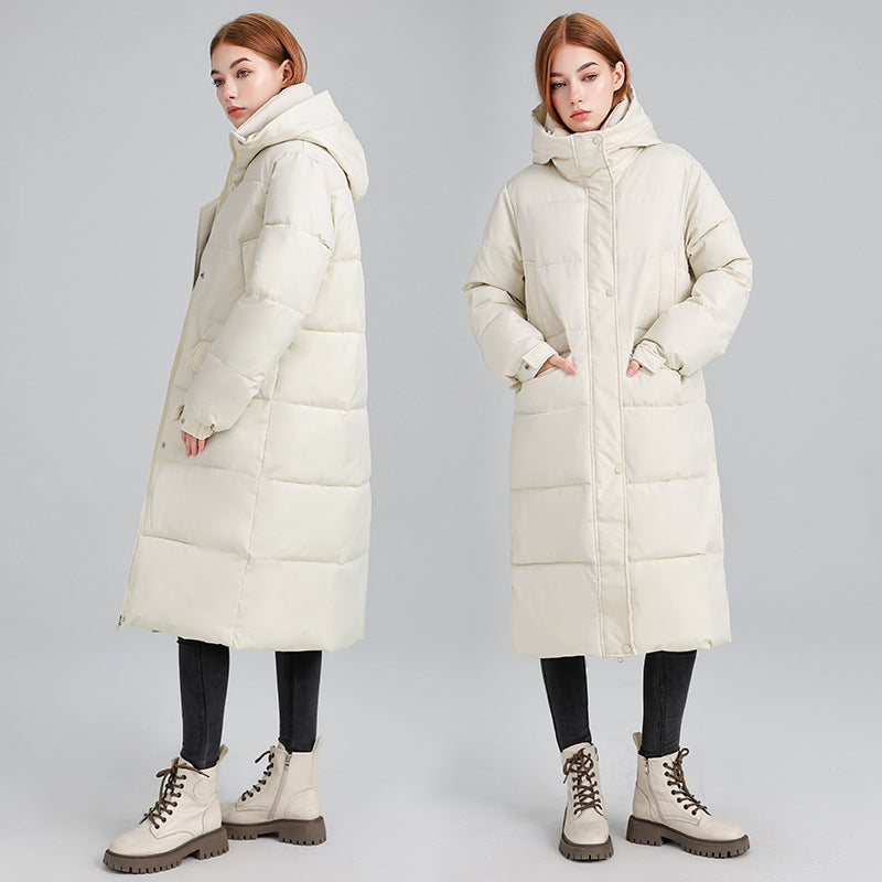 Damen Lange isolierte Winterjacke mit Kapuze und einzippbarem Kragen R&B