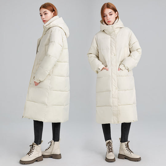 Damen Lange isolierte Winterjacke mit Kapuze und einzippbarem Kragen R&B