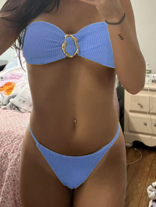 Damen Bandeau-Bikini mit dekorativem Ringdetail R&B