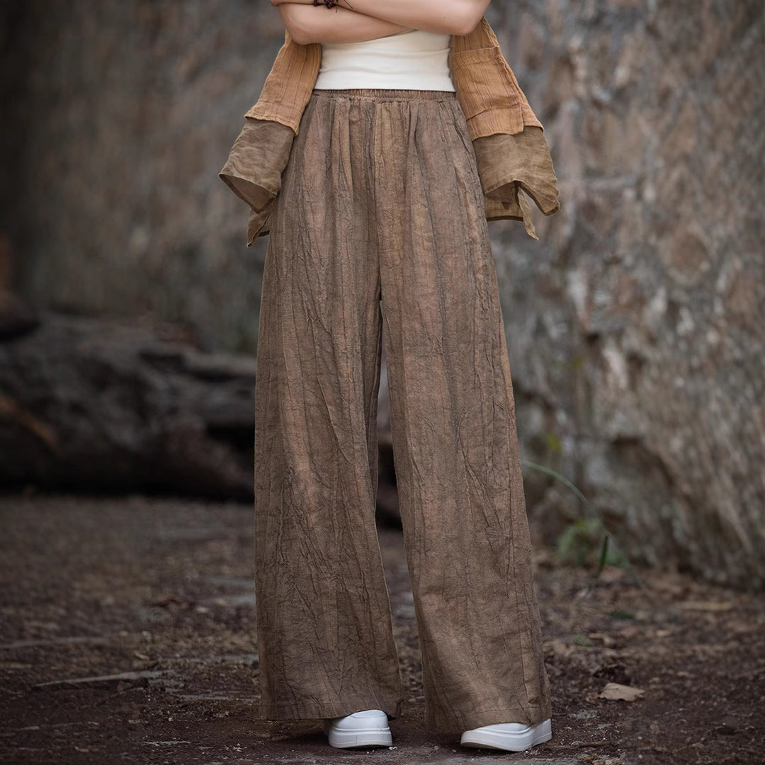 Damen weite Leinenhose mit strukturiertem Finish R&B