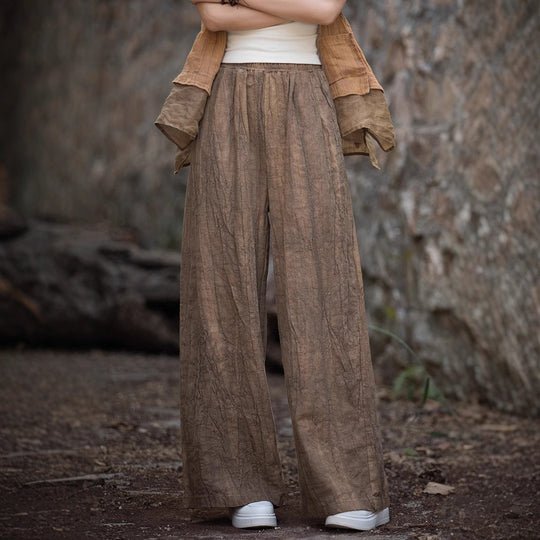Damen weite Leinenhose mit strukturiertem Finish R&B