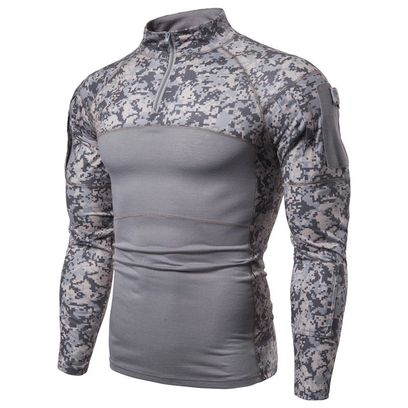 Herren Funktionsshirt mit Stehkragen und innovativem Camouflage-Design R&B