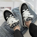Damen Sneakers mit modischem Tweed-Design und übergroßen Schnürsenkeln