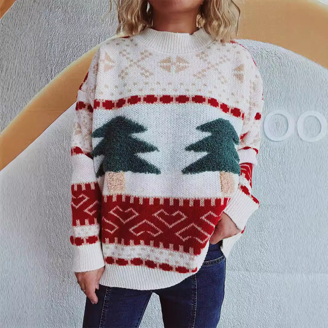 Damen festlicher Strickpullover mit weihnachtlichem Motiv und weichem Material R&B