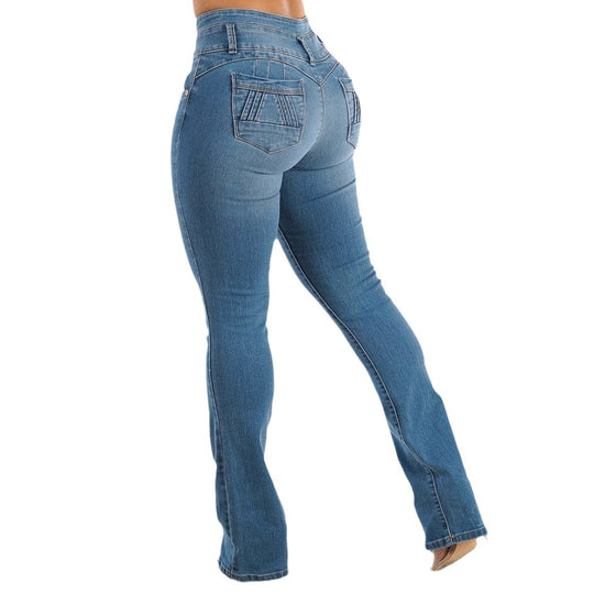 Damen Hochtaillierte Skinny Jeans mit dekorativen Knopfdetails und elastischem Bund R&B