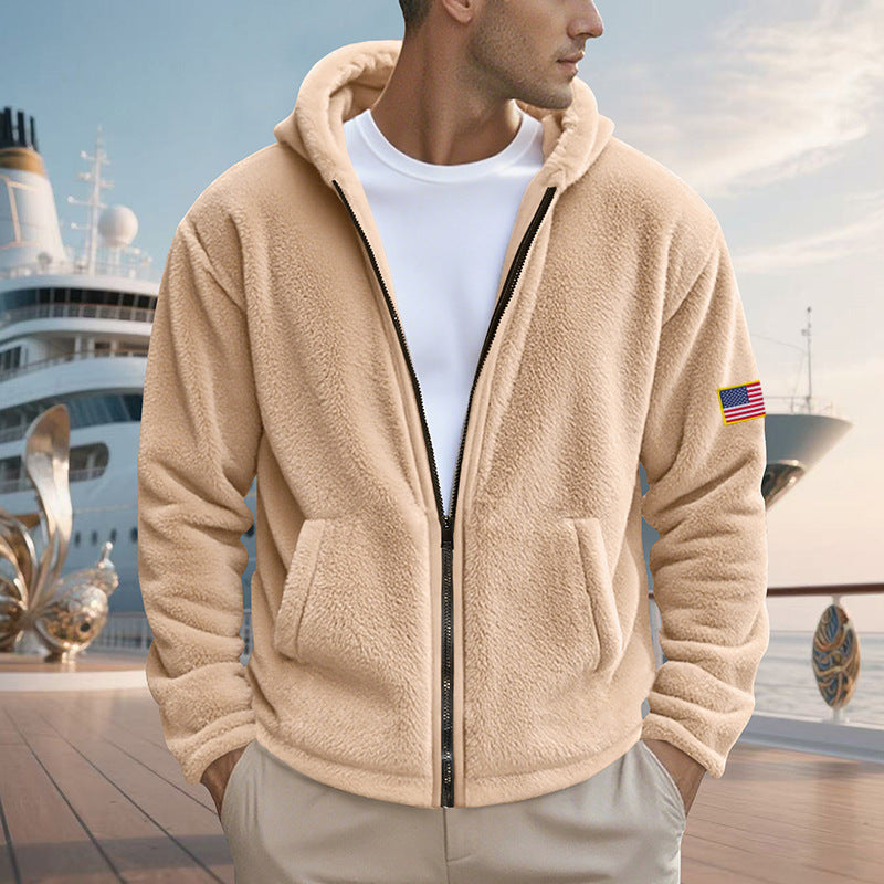 Herren Fleecejacke mit hohem Kragen und praktischen Seitentaschen R&B